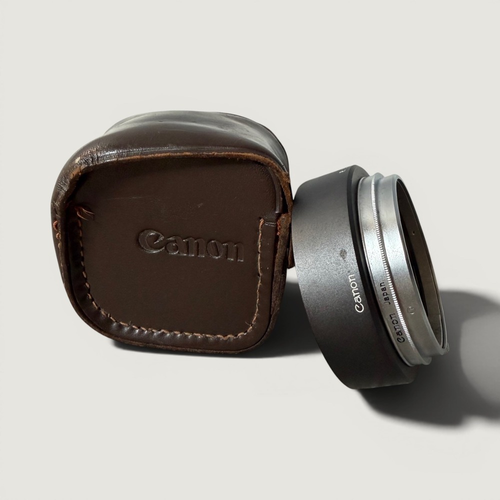 Canon R 35mm 1:2.5 Lens Hood 60mm Clamp-On Japan with Leather Case